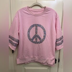 Pink thin pullover with Peace Sign